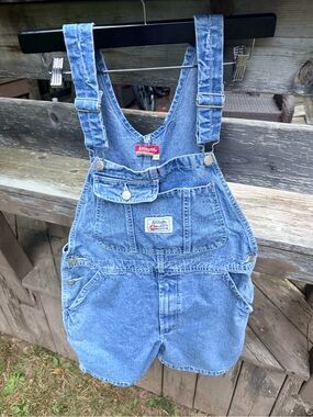 Y2K Vintage 90’S ATTITUDE JEANSWEAR Light Wash Denim Overall Shorts Size Small